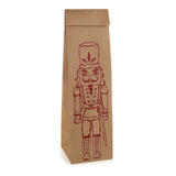 Kraft flessenzak met rode notenkraker, 11 x 11 x 45 cm - Kadopapier.net