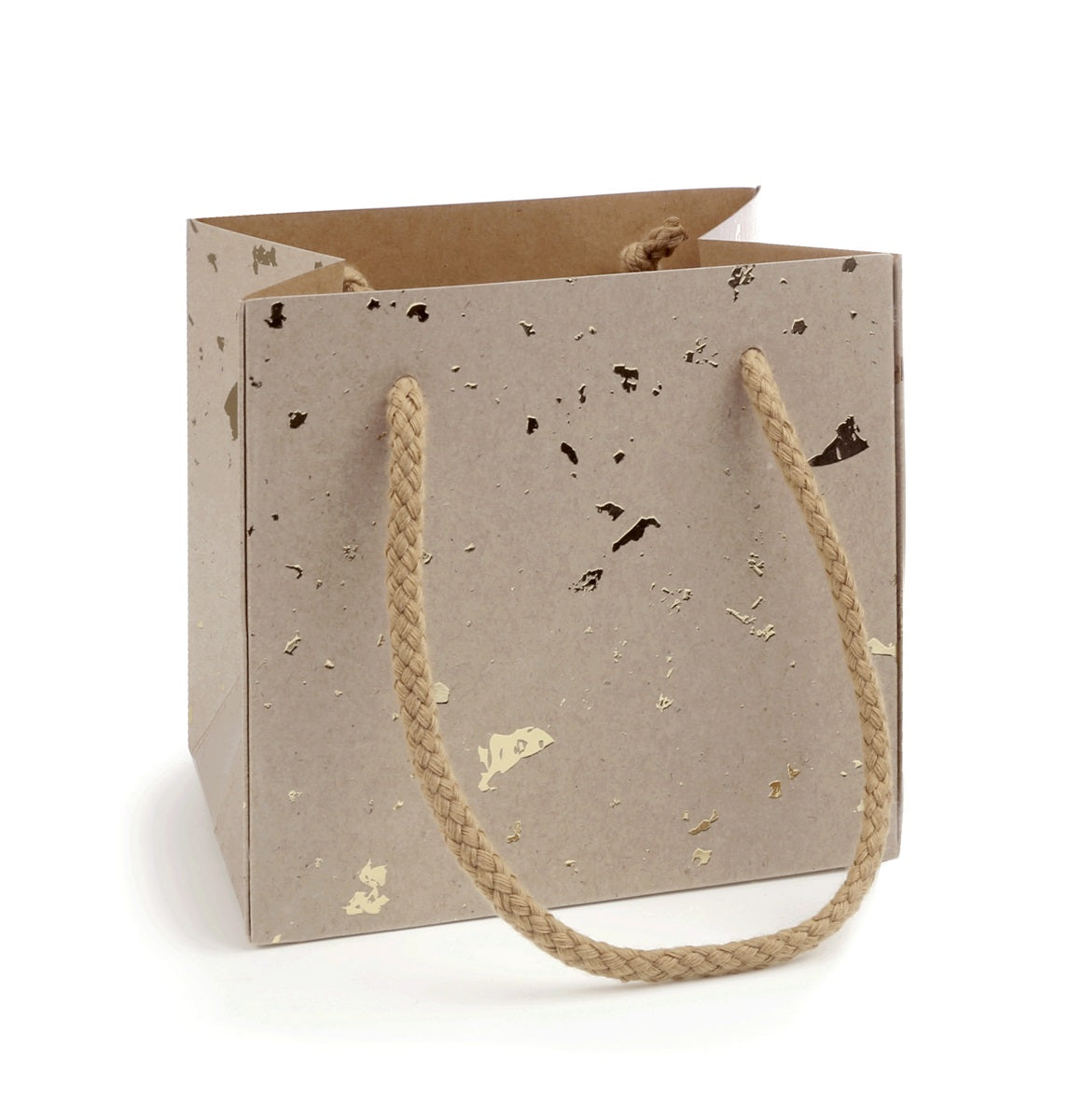 Kadotasje naturel met goudsnippers en koord, 13 x 13 cm - Kadopapier.net