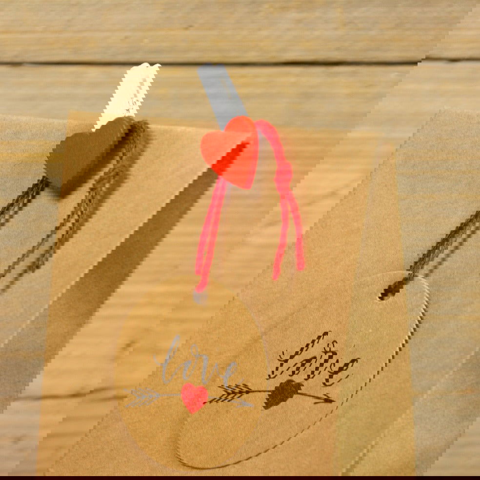 Kraft Label Rond Love - Kadopapier.net