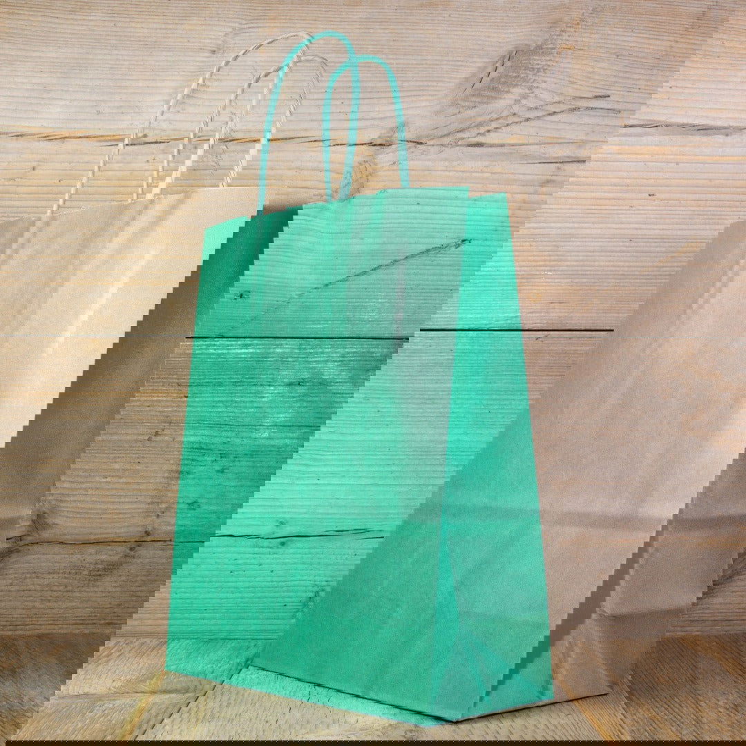 Papieren Draagtas Zeegroen - Kadopapier.net