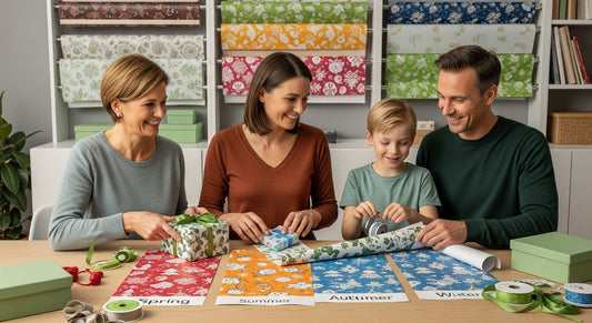seizoensgebonden inpakpapier, cadeau inpakken, familie