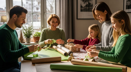 kerstcadeau, inpakpapier, familie