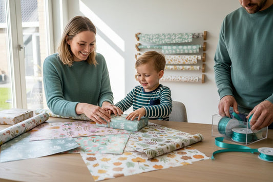 seizoensgebonden cadeaupapier tafereel