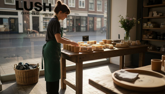 Lush-medewerker geeft duurzame verpakkingen een beoordeling