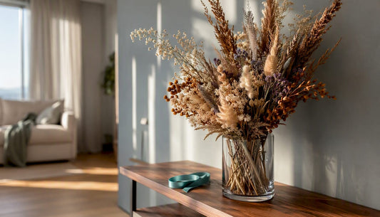 Droogbloemenboeket in een stijlvol interieur