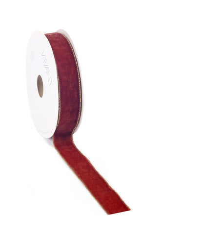Velvet Band Brique mit Goldrand - Einseitig - Luxus Samt - Geschenkband
