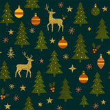 Festive Forest - Kerst Inpakpapier - Gouden Rendieren op Groen
