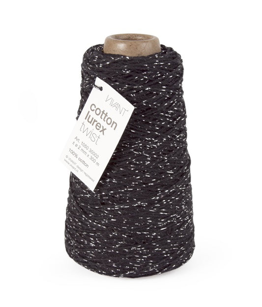 Black and silver cotton rope for creative projects - 300 meters - Cotton Rope