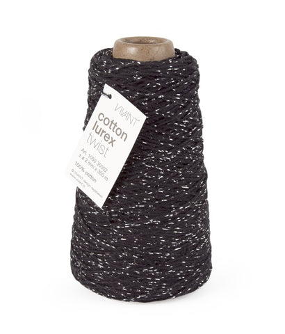 Schwarzes und silbernes Baumwollseil für kreative Projekte – 300 Meter – Baumwollseil