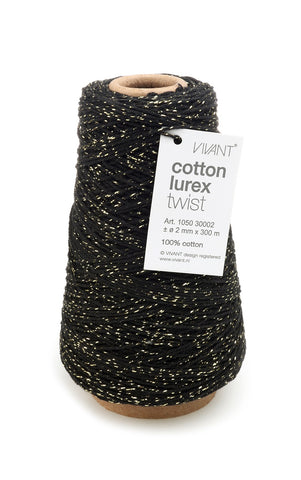 Black and gold cotton rope for creative projects and decoration - 300 mtr. - Cotton Rope