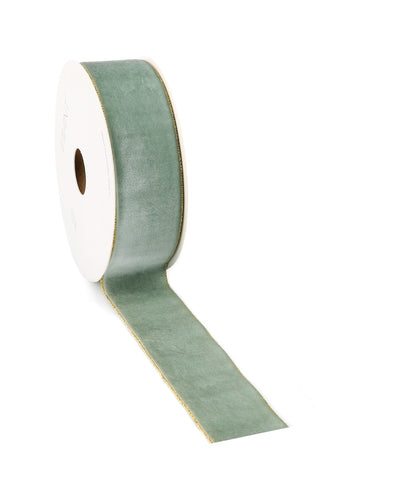 Velvet Lint Light Olive met Gouden Rand - Luxe Fluwelen Lint - Woven Edge - Decoratief - Veelzijdig