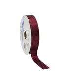 Kerstlint Satijn met Goudglitter Bordeaux - 15 mm × 20 m