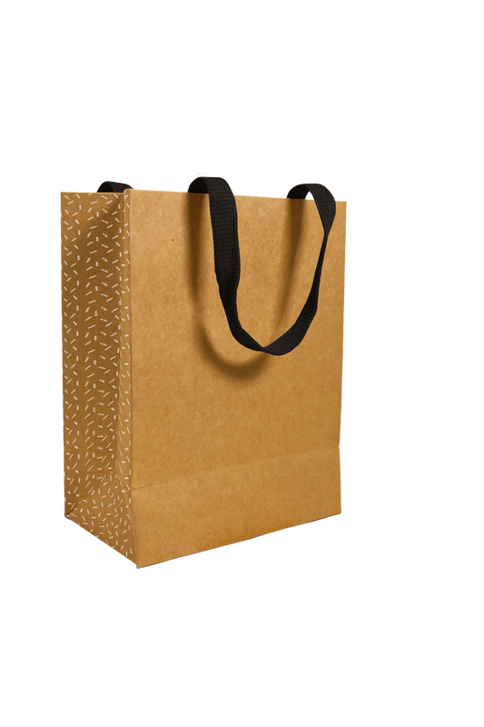 Paper Carrier Bag Natural Kraft Black Dots – Set of 50