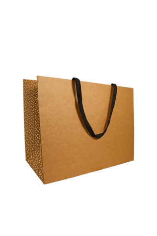 Paper Carrier Bag Natural Kraft Black Dots – Set of 50