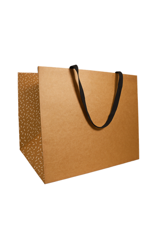 Paper Carrier Bag Natural Kraft Black Dots – Set of 50
