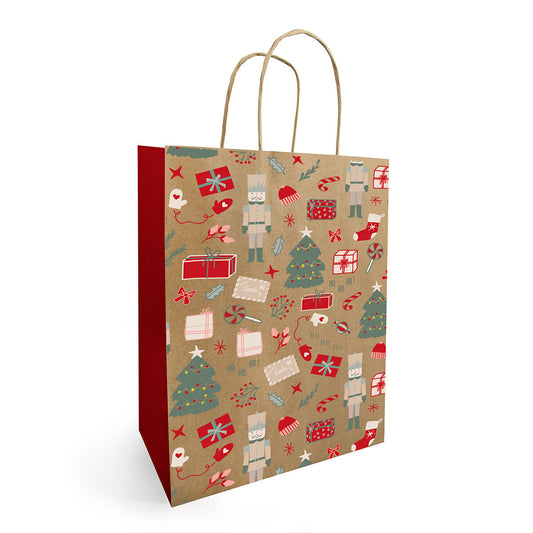 Colorful Christmas Carrier Bag – 50 pieces – 18+8x22 cm and 23+12x30 cm