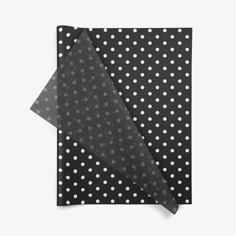 Seidenpapier Schwarz mit weißen Punkten 36x50 cm &amp; 50x76 cm
