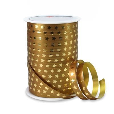 Stars Curling Ribbon Copper-Gold 10mm x 100m | Festive Decoration