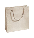 Champagnekleurige glitter draagtas met koord, 20 x 20 x 7 cm - Kadopapier.net