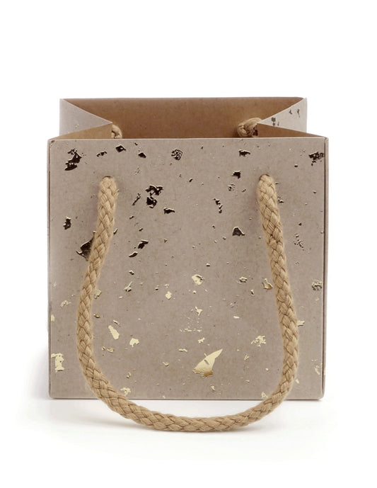Kadotasje naturel met goudsnippers en koord, 10,5 x 10,5 cm - Kadopapier.net