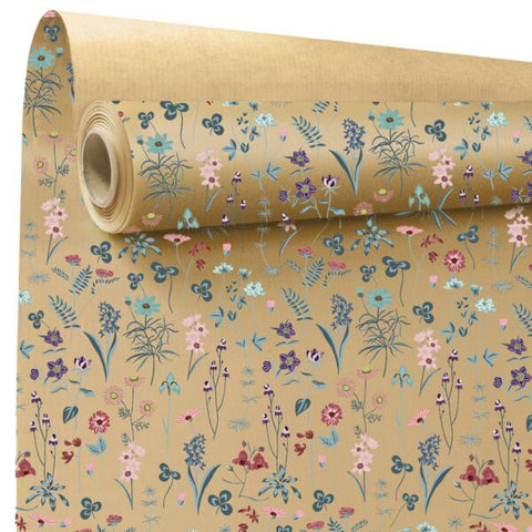 Herbier – Wrapping paper roll – Wildflower pattern – 60 gram coated kraft paper – 69x50m