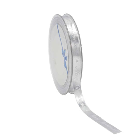 Satin-Geschenkband Glänzendes Silber – 10 mm x 20 m