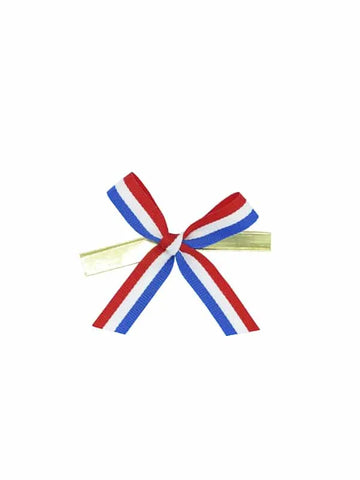 Satin Bows with Clip Red-White-Blue - 50 Pieces