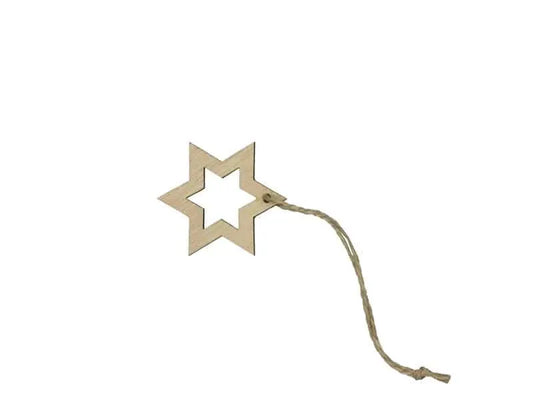 Wooden Gift Tag Star – Set of 24 | 5 cm | Christmas Decoration