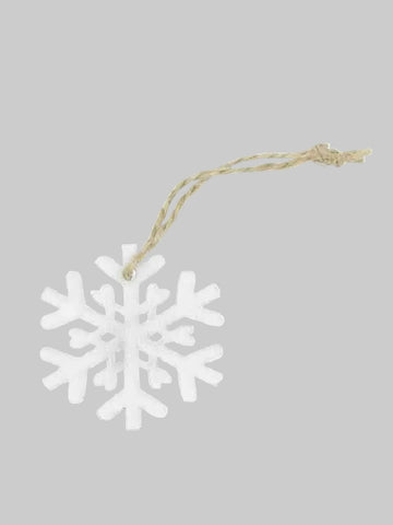 Schneeflocken-Anhänger aus Holz (24 Stück) – Weiß | 5 cm x 5 cm