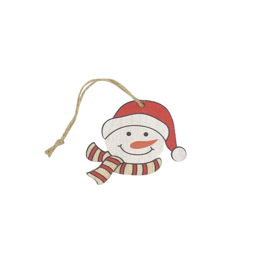 Wooden Snowman Pendant (24 pieces) – White | 7 cm x 6.5 cm