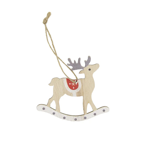 Wooden reindeer pendant (24 pieces) – Natural | 8 cm x 7 cm