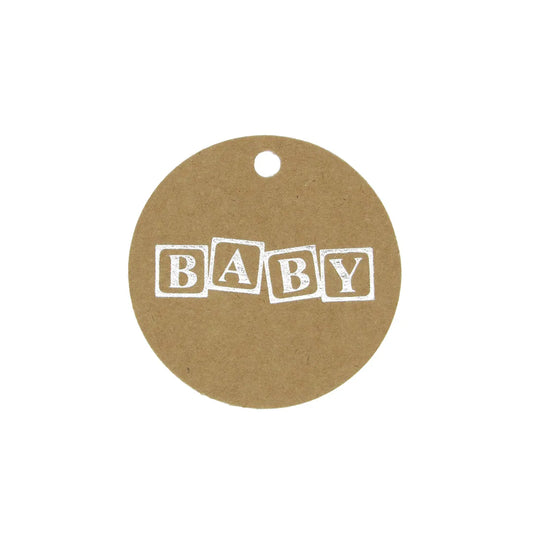 Kraftlabel Baby Block Silver - 50mm - 50 pieces