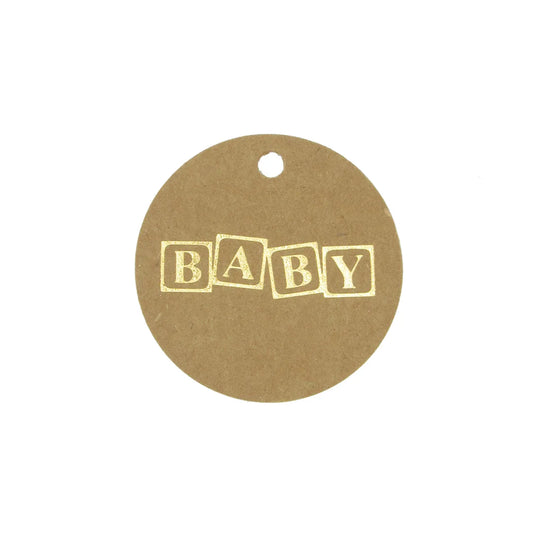 Kraft label Baby block Gold