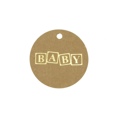 Kraft label Baby block Gold