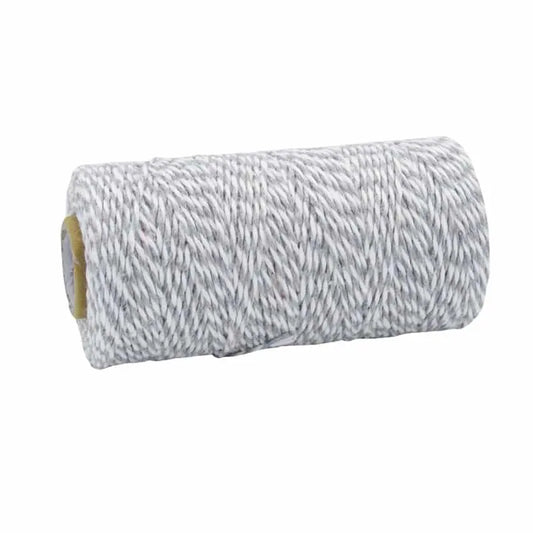 Cotton rope gray - white for creative projects and decoration - 100 mtr. - Cotton Rope