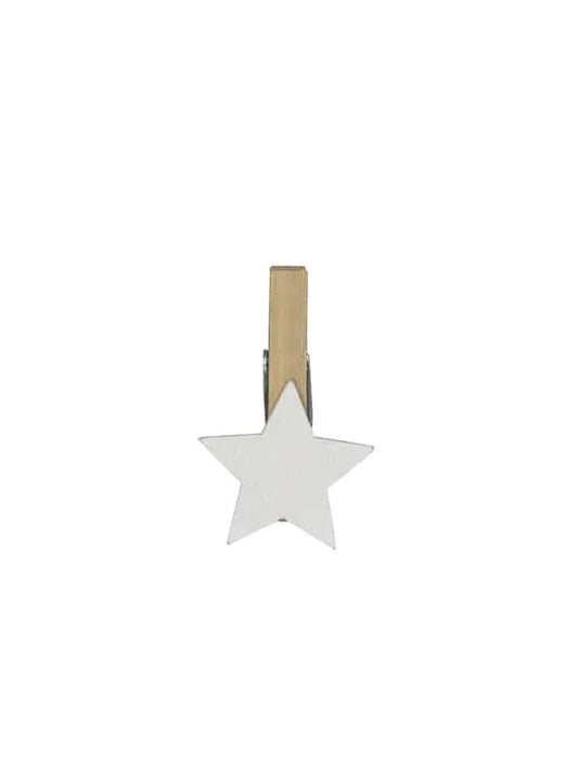 Clothes Pegs Wood with White Star – 30 mm | 36 pieces