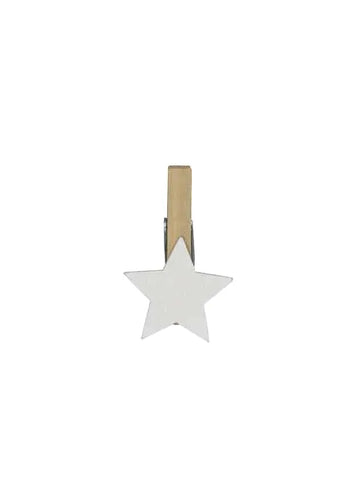 Clothes Pegs Wood with White Star – 30 mm | 36 pieces