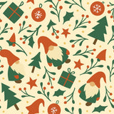 Nordic Gnomes - Kerst Inpakpapier - Kabouters op Crème