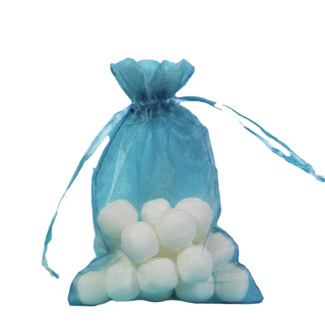 Antiek blauw Organza zakje - Kadopapier.net