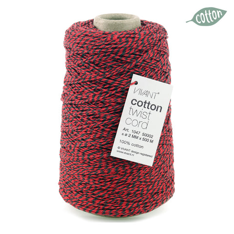 Red-green cotton cord for creative projects and crafts - 2mm / 500m - Cotton Rope
