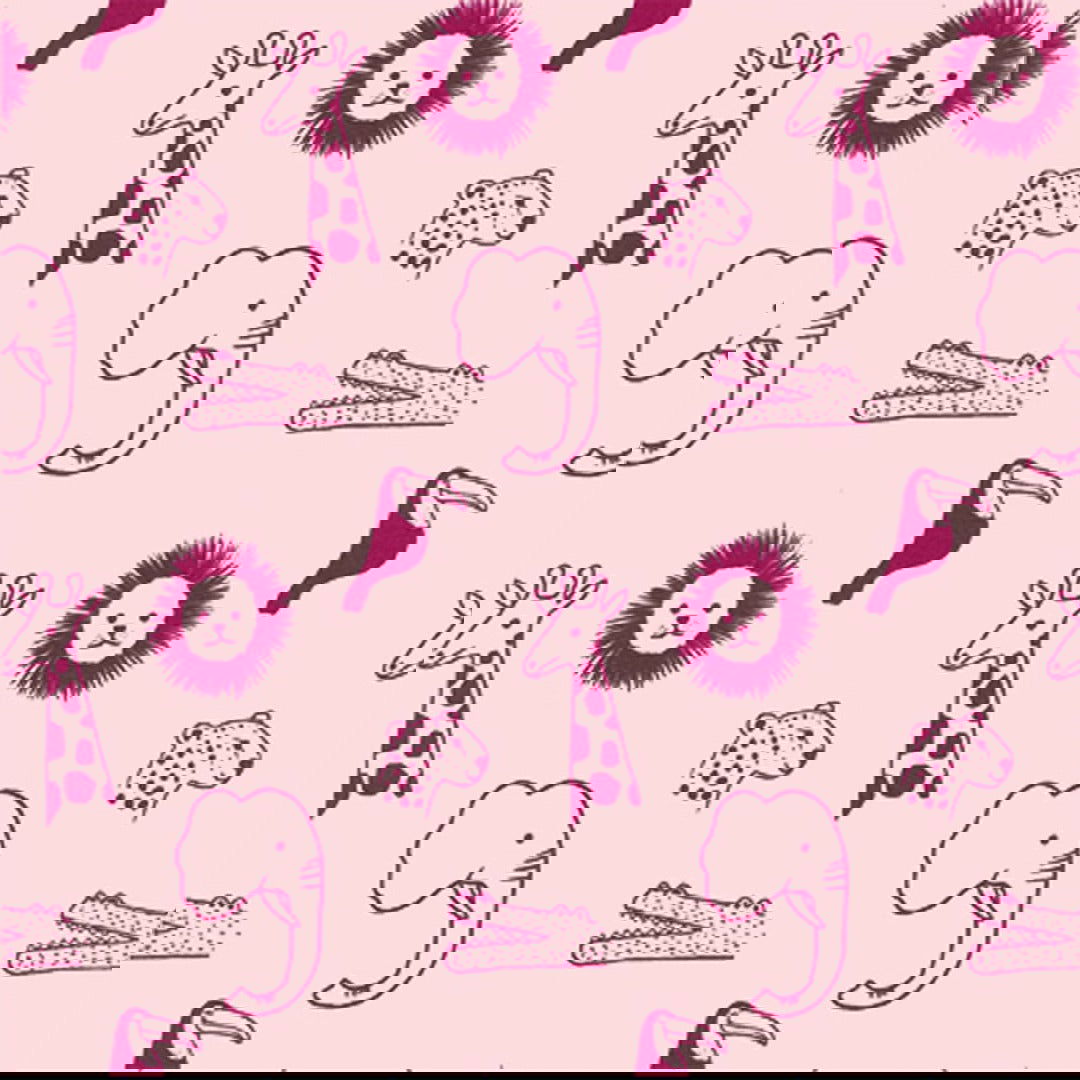 Baby inpakpapier Dieren Roze - Kadopapier.net