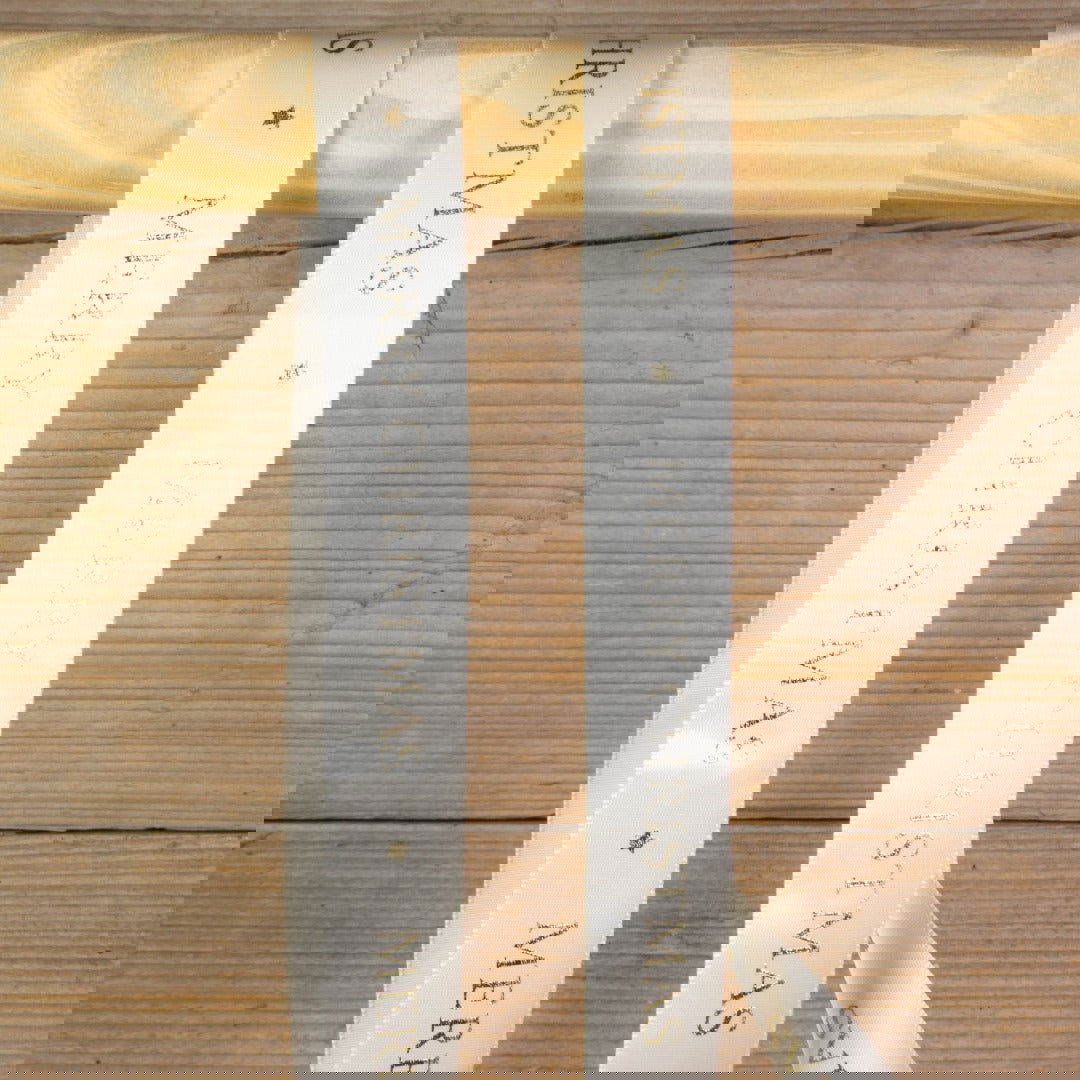 Breed Kerstlint Ivoor - Kadopapier.net