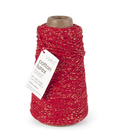 Rotes und goldenes Baumwollseil für kreative Projekte und Dekoration – 300 m – Baumwollseil