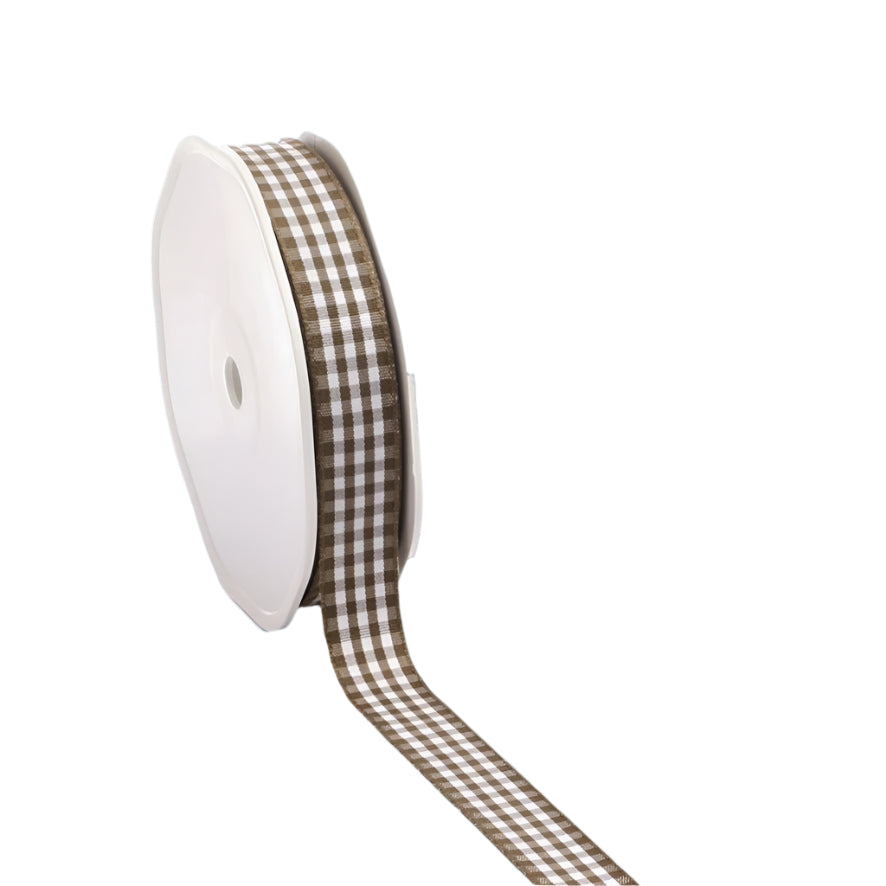 Cadeaulint met ruitjes Bruin - Kadopapier.net