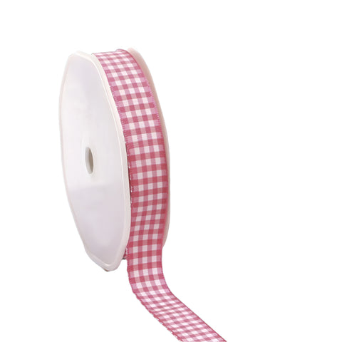 Cadeaulint met ruitjes Fuchsia - Kadopapier.net