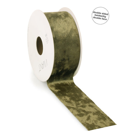 Doppelseitiges Samtband – Moosgrün – Double Face – 10/25/40 mm × 5 m