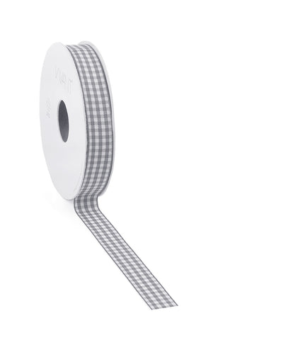 Kariertes Geschenkband Grau > 9/15mm | 20m