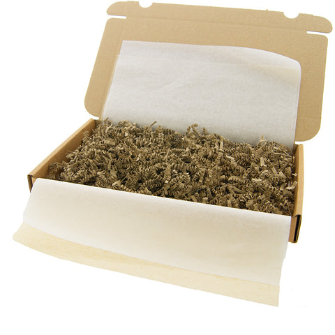 Letterbox shipping kit Kraft ECO A5 – 20x kraft letterbox boxes 255x155x28 mm + tissue paper, SizzlePak filling material &amp; thank you stickers – Unboxing package for web shops