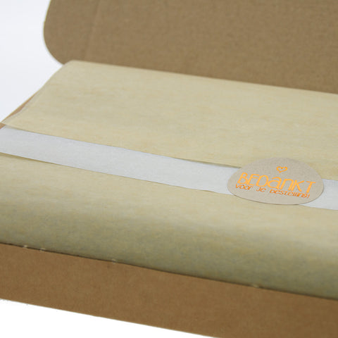 Letterbox shipping kit Kraft ECO A5 – 20x kraft letterbox boxes 255x155x28 mm + tissue paper, SizzlePak filling material &amp; thank you stickers – Unboxing package for web shops