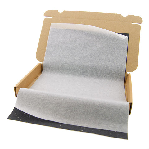 Letterbox shipping kit black – 20x kraft letterbox boxes 255x155x28 mm + white &amp; black gemstone tissue paper, black filler paper &amp; white thank you stickers